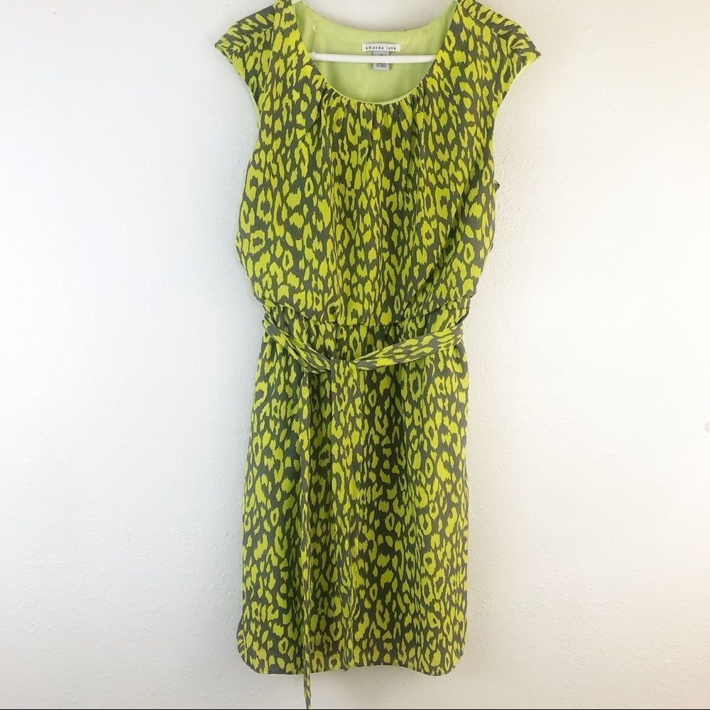 Amanda Lane green sleeveless print dress size 14